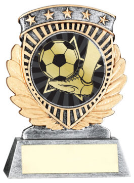 PEW/GOLD 5 STAR HOLDER WITH VINYL FOOTBALL INSERT & PLATE – 4.5in