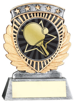 PEW/GOLD 5 STAR HOLDER WITH VINYL TABLE TENNIS INSERT & PLATE – 3.75in